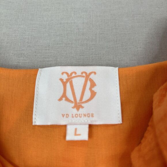 Victoria Dunn VD Lounge Long Island Tiered Dress Womens Large Orange Gauze Beach - Picture 4 of 12